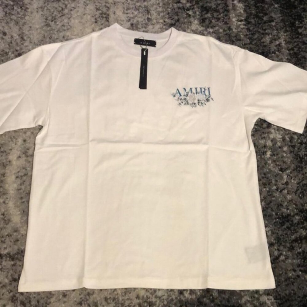 Amiri Flower Orchard Blue Logo T-Shirt White